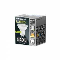 Integral LED GU10 600Lm 5.7W 2700K Dimmable 36 Beam